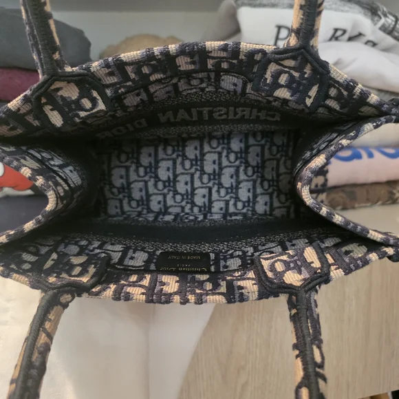 Christian Dior Oblique Book Tote Bag Blue Small - Picture 7 of 14